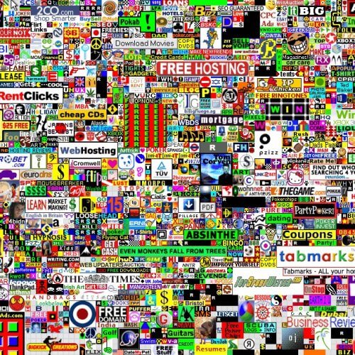 Le site Web de The Million Dollar Homepage (capture d'écran de la page d'accueil).